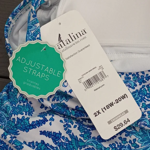 Catalina Blue and White Swimwear. Tag Reach 2X 18-20 but Fits Like 1X. NWT - Picture 2 of 4